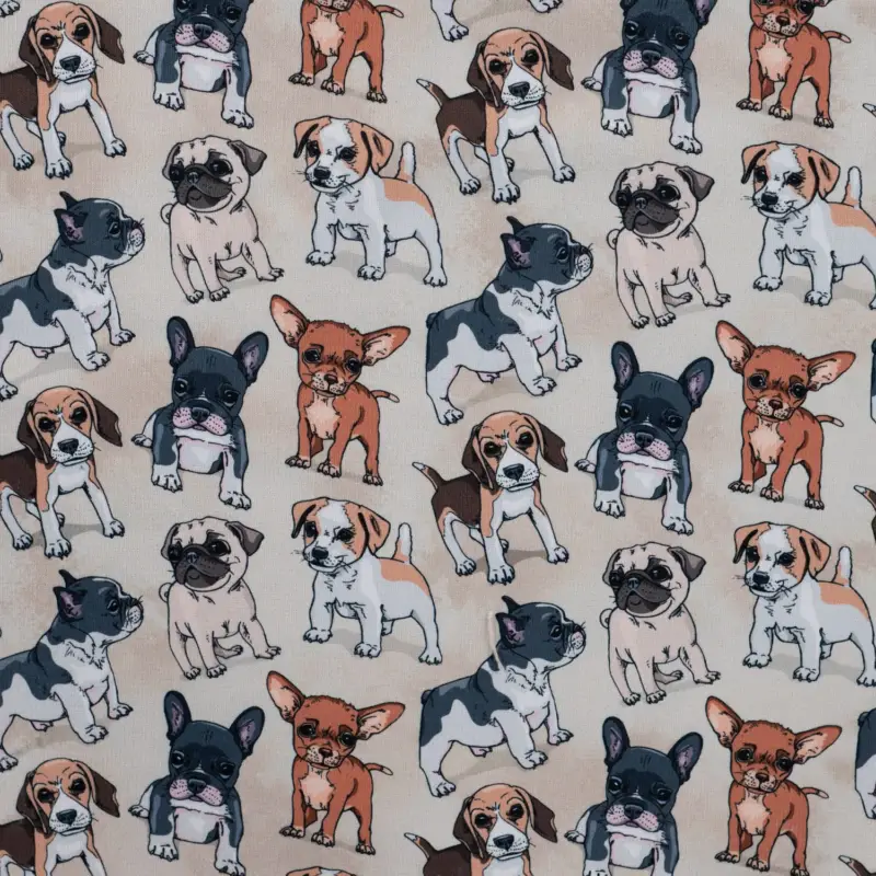 Alpenfleece Digitaldruck Hunde hellbeige Kracherpreis