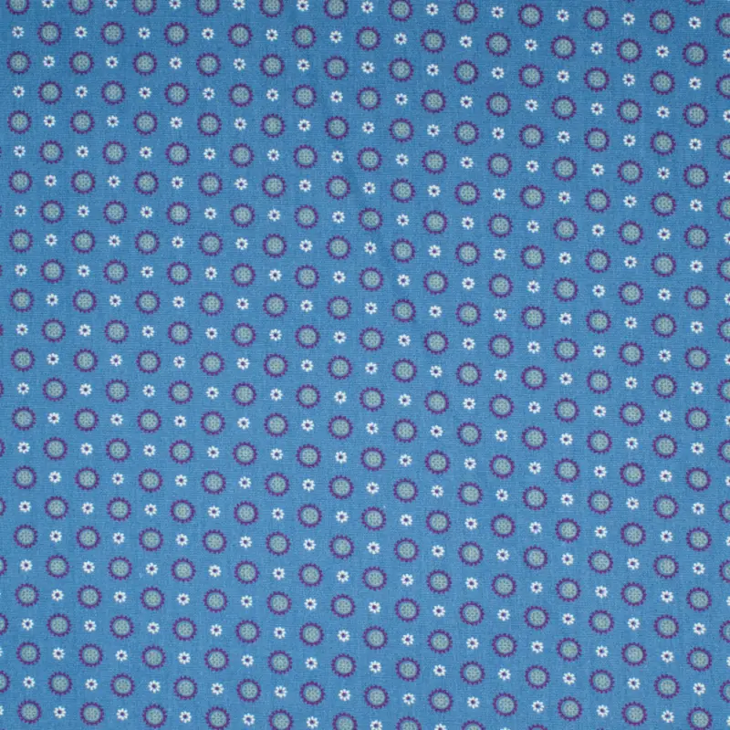 Baumwollstoff Popeline geometrisch Blumen jeansblau Geprüft