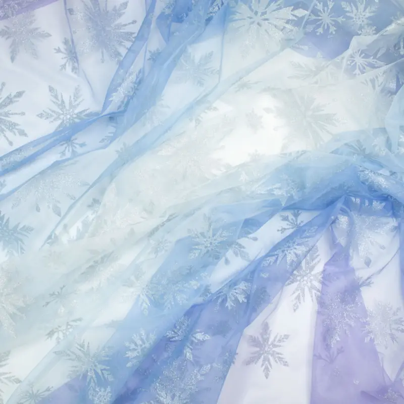 Abverkauf Tüll Eiskristalle Glitter babyblau