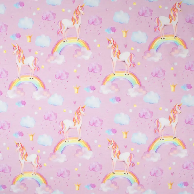 Baumwolljersey Digitaldruck Einhörner & Regenbogen rosa Bestseller