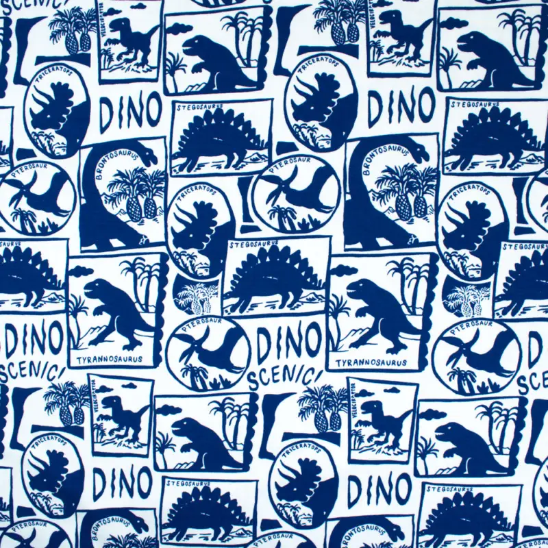 Baumwolljersey Dino royalblau Billig