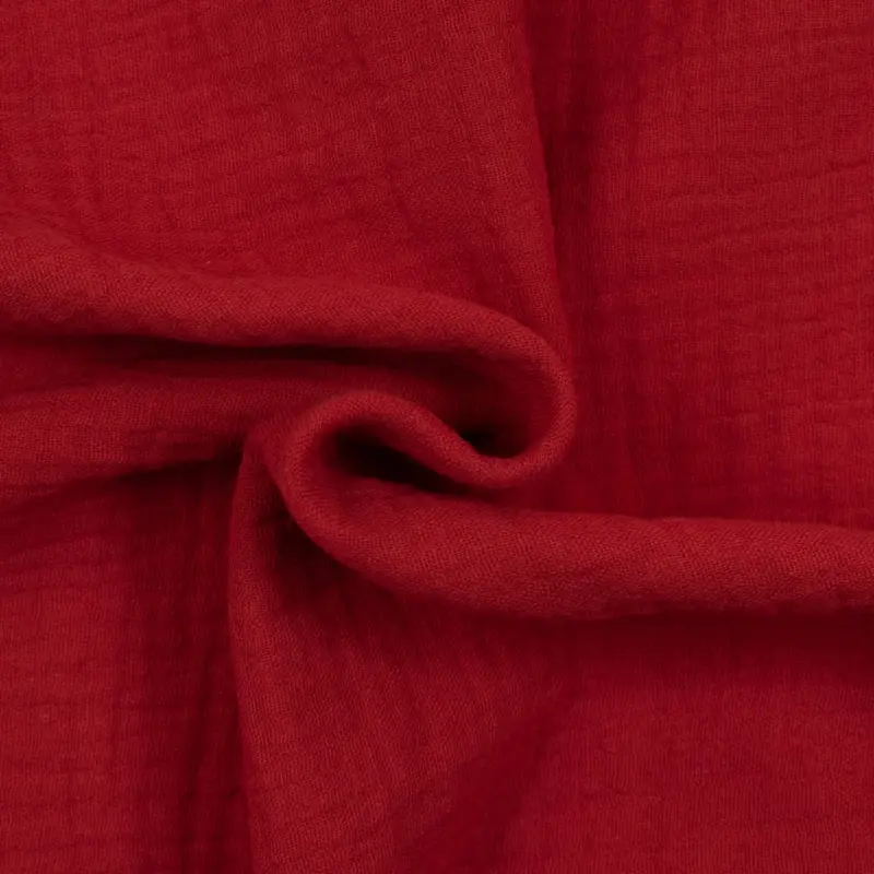 Baumwollstoff Double Gauze Musselin uni rot Neue Ware