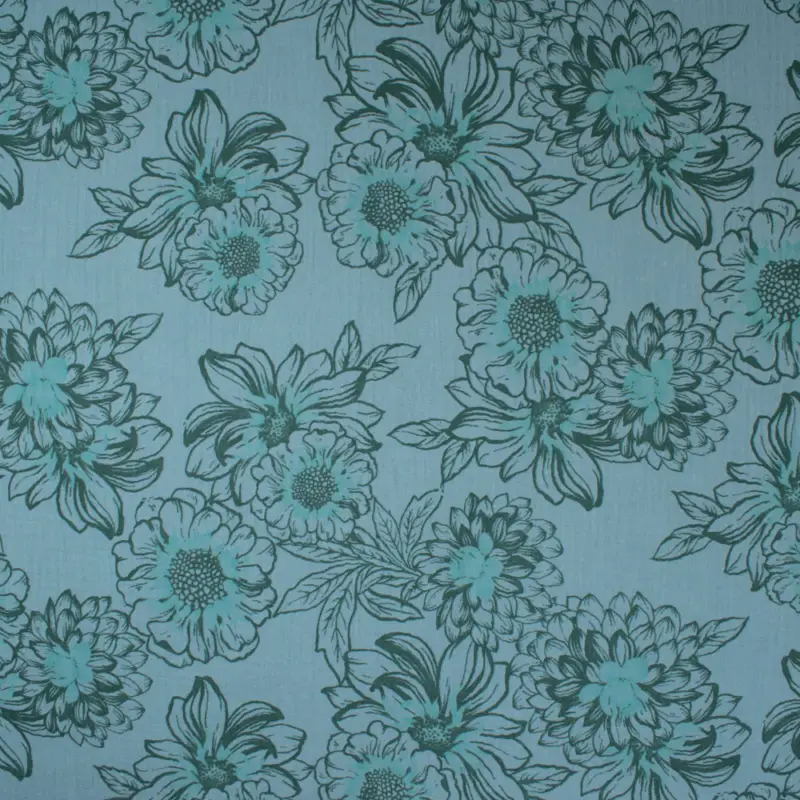 Baumwoll Double Gauze Blumen lindgrün Preiswert