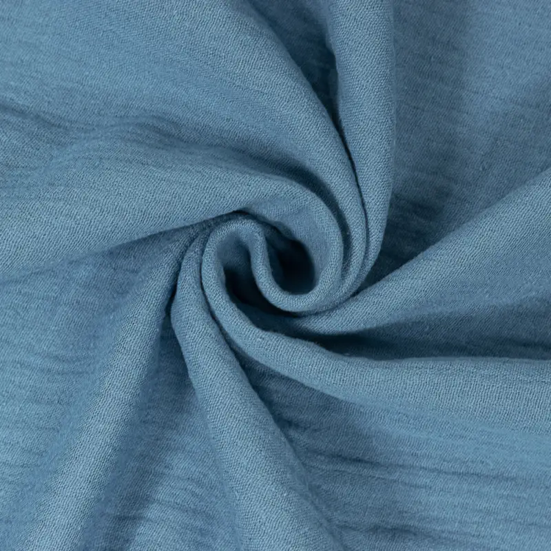 Baumwollstoff Double Gauze Musselin uni jeansblau Solange Der Vorrat Reicht