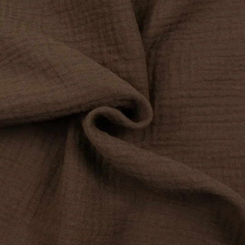 Baumwollstoff Double Gauze Musselin uni braun Geprüft