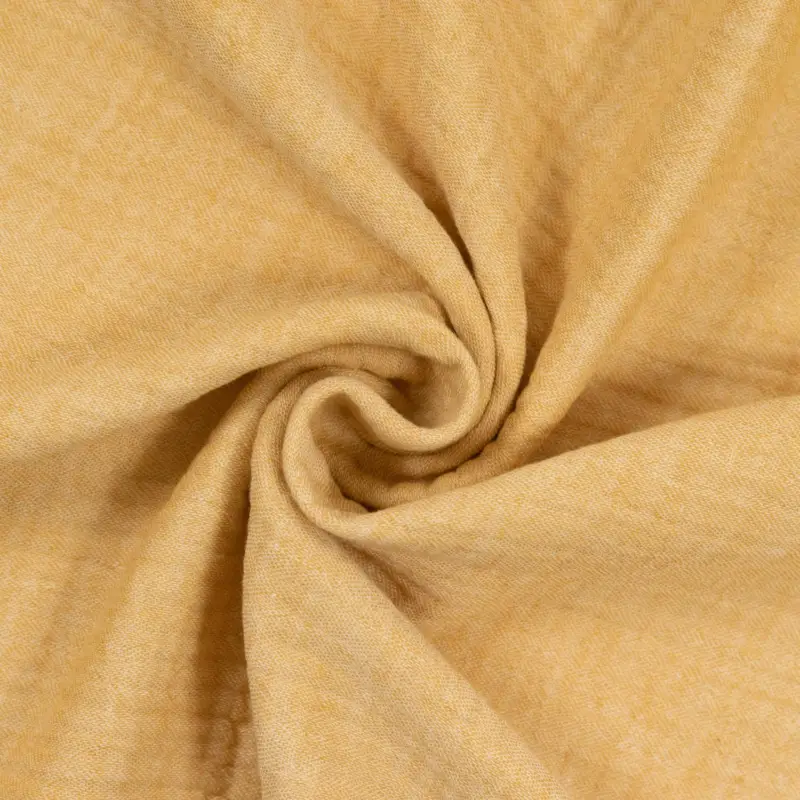 Bestseller Baumwolle Double Gauze Musselin uni meliert senfgelb