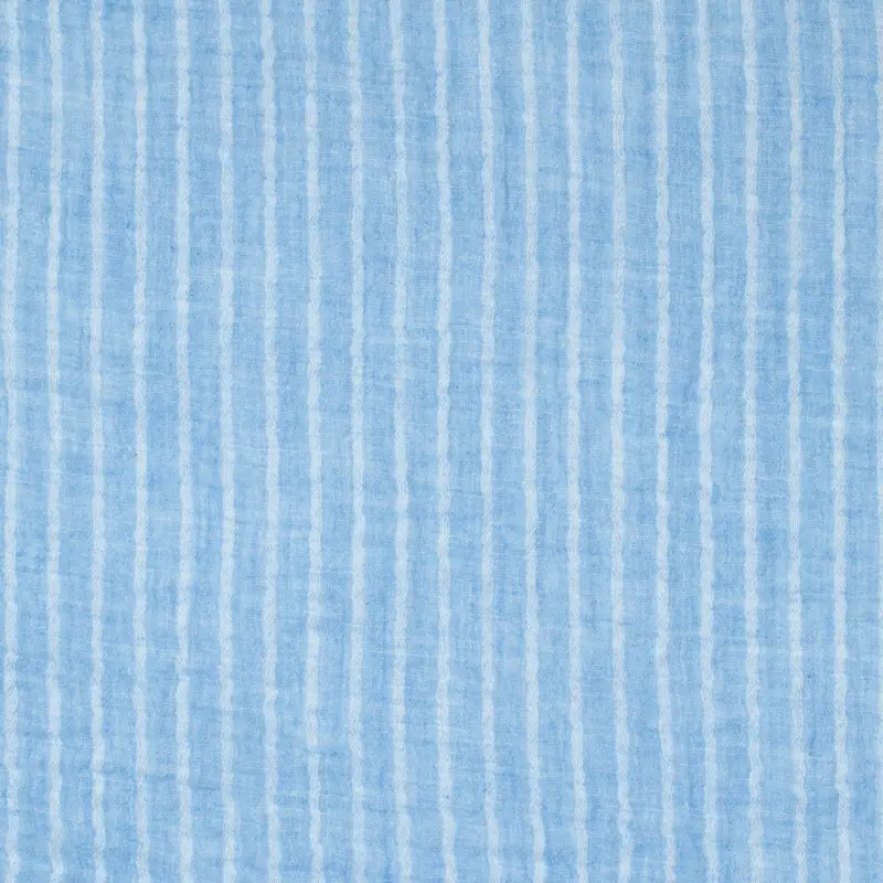 Saisonangebot Baumwoll Musselin Double Gauze Streifen hellblau
