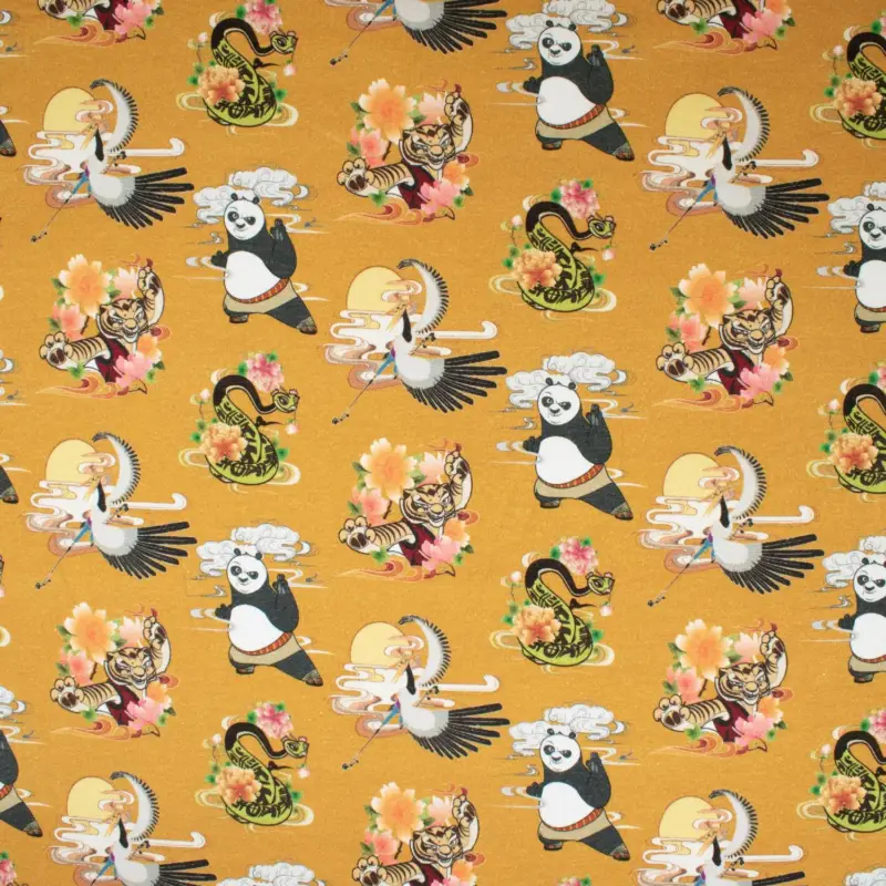 Rest 2,00 Meter - Baumwolljersey Lizenzstoff Kung Fu Panda Preis Gesenkt
