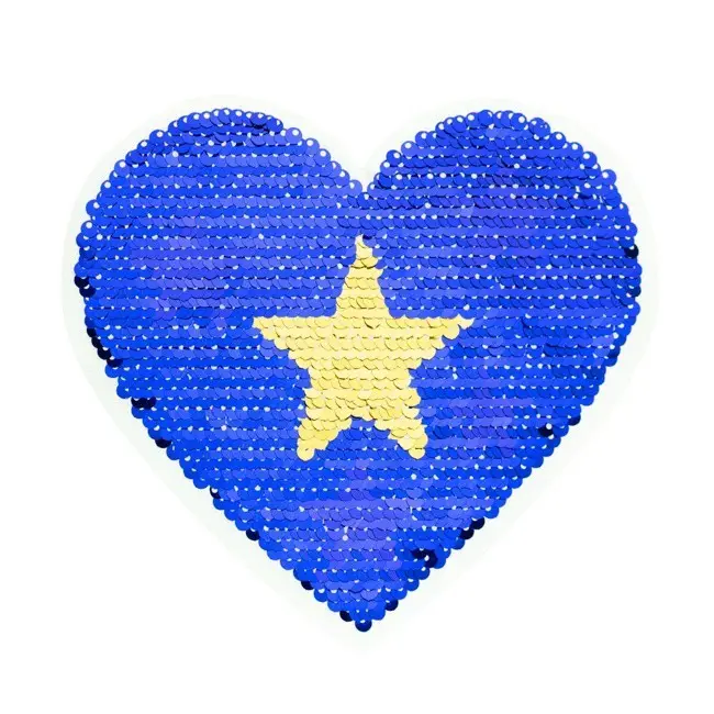 Wendepailletten Applikation Herz mit Stern blau Heißes Angebot