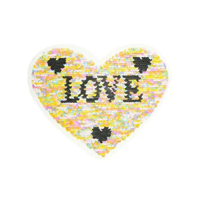 Super-Preis Wendepailletten Applikation Herz Love bunt