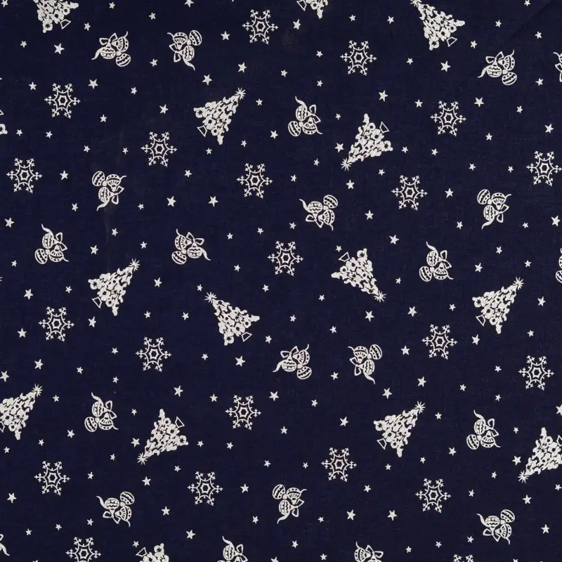 Beliebt Baumwollstoff Popeline Weihnachtsmotive marine