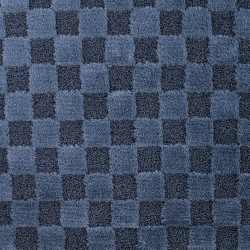 Zertifiziert Fellimitat Fleece Karo jeansblau