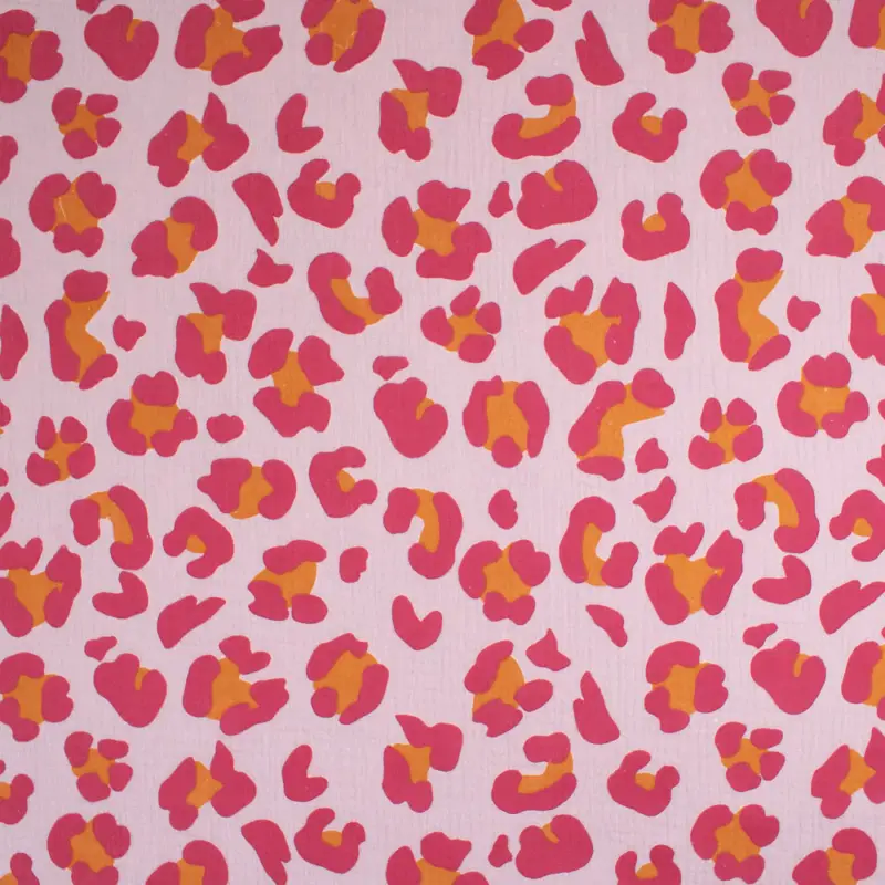 Baumwoll Double Gauze Musselin Animal Print Leopard rosa Sofort Bestellen