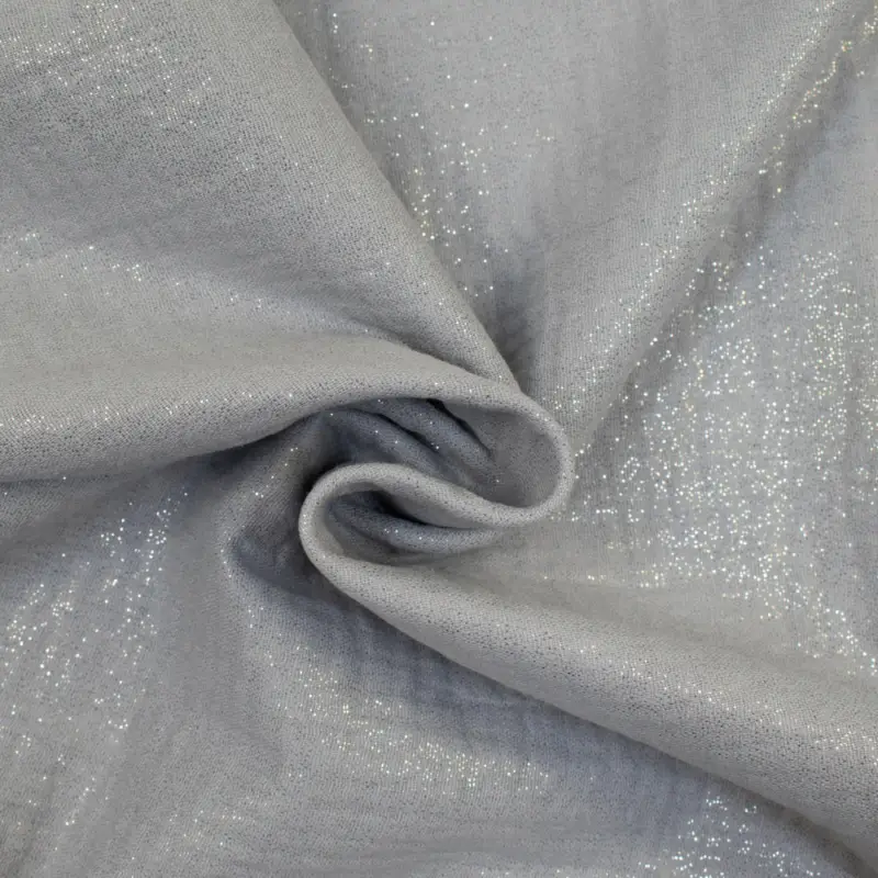 Angebot Baumwollstoff Double Gauze Musselin Glitzer hellgrau