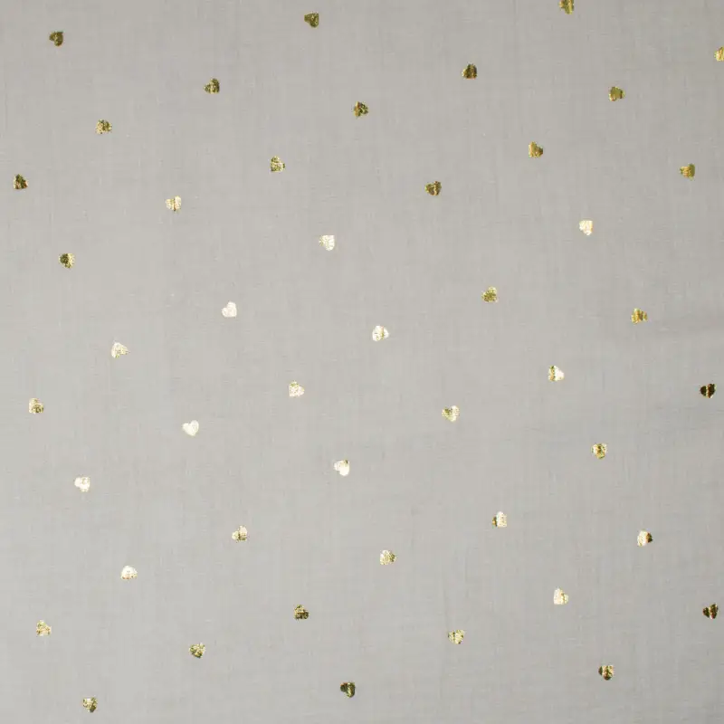 Baumwoll Double Gauze Foliendruck Herzen taupe Highlight