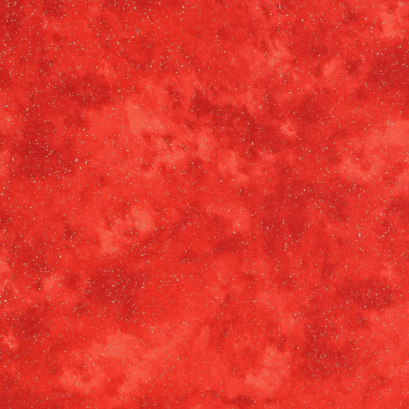 Baumwollstoff Popeline Batik Glitzer rot Solange Der Vorrat Reicht