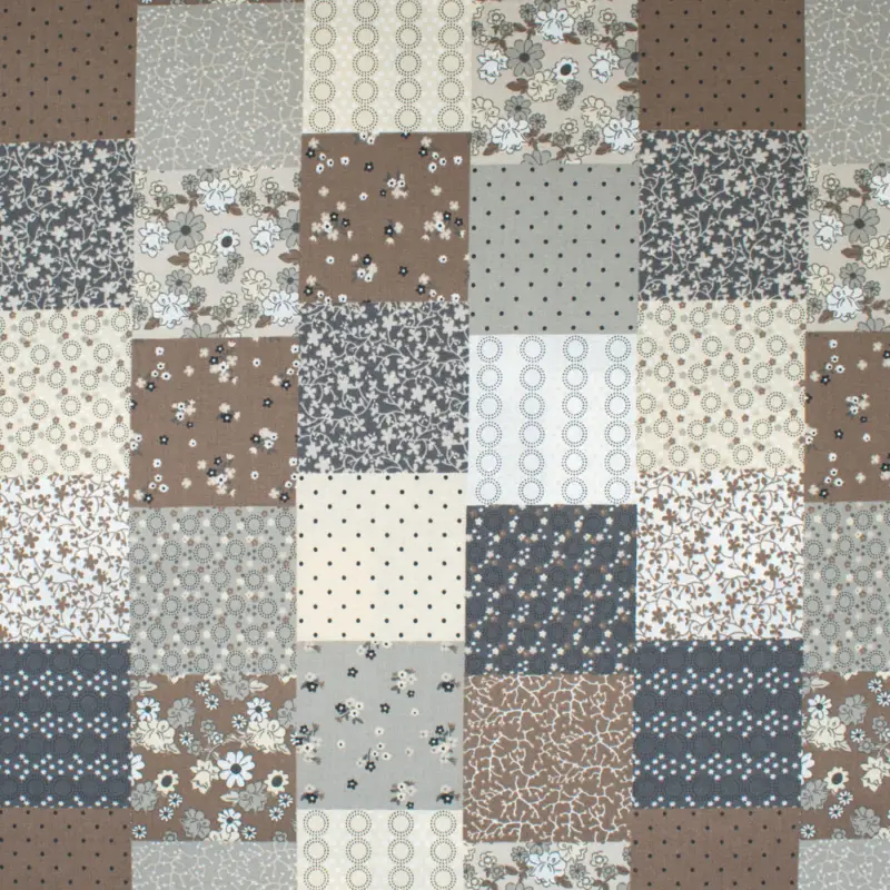 Baumwoll Serie Popeline Patchworkmuster beige Schnäppchen