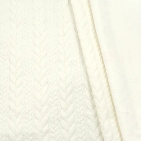 Jacquard Strick Jersey "Zopfmuster" Farbe Creme-Weiss Online Kaufen