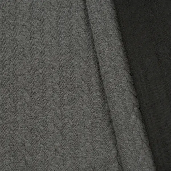 Jacquard Strick Jersey "Zopfmuster" Farbe Dunkel-Grau Markenprodukt