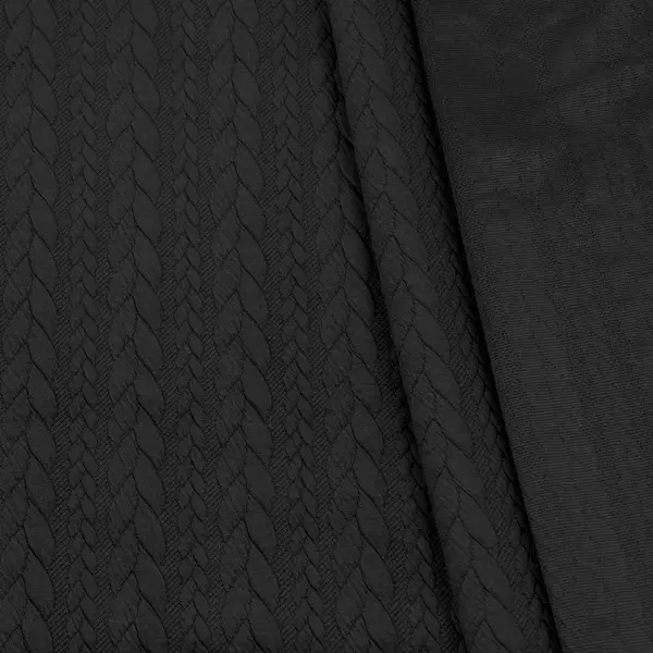 Bestseller Jacquard Strick Jersey "Zopfmuster" Farbe Schwarz