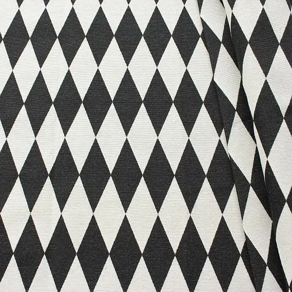 Nur Heute Jacquard Dekostoff "Rauten Groß" Farbe Ecru-Schwarz