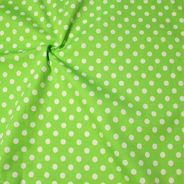 Preiswert Stretch Baumwolle Köper "Classic Dots" Farbe Mai-Grün