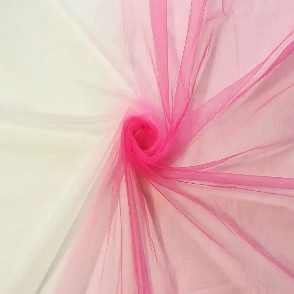 Soft Tüll Stoff "Regenbogen" Farbe Pink-Weiss Zertifiziert