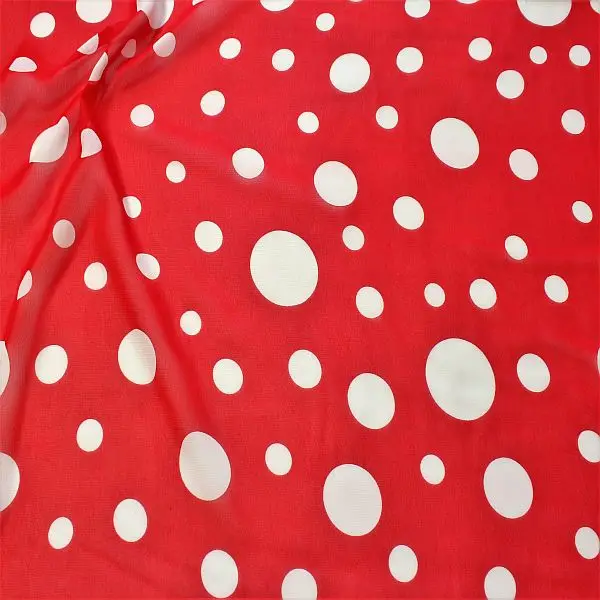 Nur Heute Polyester Chiffon "Tupfen Mix Groß" Farbe Rot