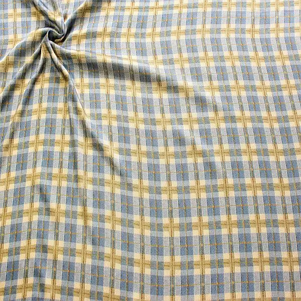 Satin Stoff "Flechtoptik Karo" Farbe Blau Neu