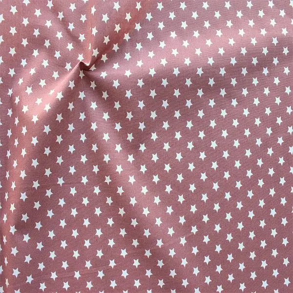 100% Baumwollstoff "Sterne Mittel" Farbe Alt-Rosa Preis Gesenkt