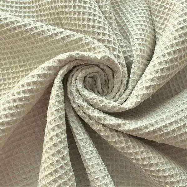 100% Baumwolle Waffel Piqué Farbe Beige Sale