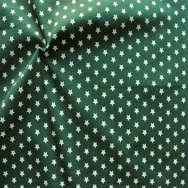 100% Baumwollstoff "Sterne Mittel" Farbe Tannen-Grün Super-Preis