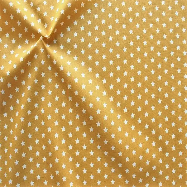 Super-Preis 100% Baumwollstoff "Sterne Mittel" Farbe Ocker-Gelb