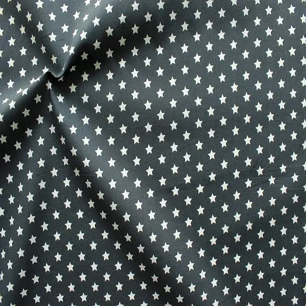 100% Baumwollstoff "Sterne Mittel" Farbe Anthrazit Zertifiziert