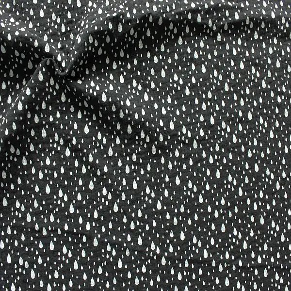 100% Baumwolle Musselin Double Gauze "Tropfen Mix" Farbe Schwarz Geprüft