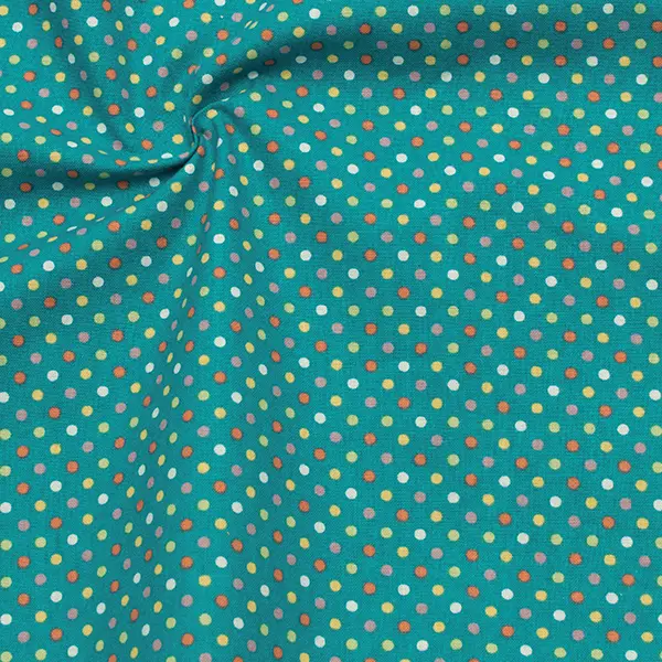 100% Baumwollstoff "Bunte Punkte" Farbe Petrol Abverkauf