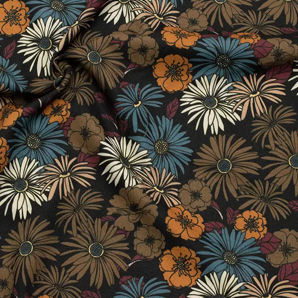 Stretch Modestoff "Blumenmeer" Farbe Schwarz Jetzt Kaufen