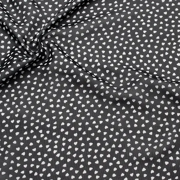 Polyester Chiffon "Kleine Herzen" Farbe Schwarz Rabatt