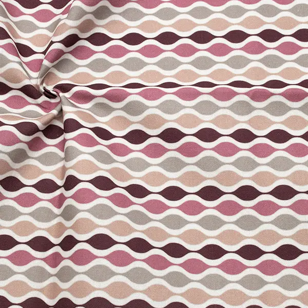 100% Baumwolle Dekostoff "Retro Wellenmuster" Farbe Rosa Mega-Angebot
