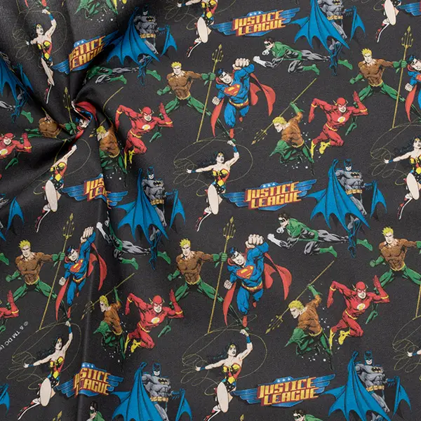 Neuheit Lizenz 100% Baumwollstoff Popeline "Superhelden Justice League" Farbe Schwarz