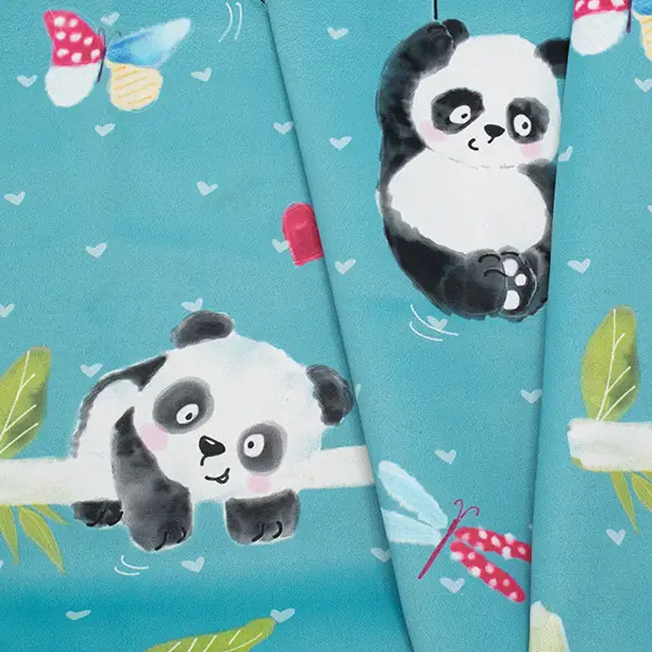 Verdunkelungsstoff Vorhangstoff Black Out "Kleiner Panda" Farbe Petrol Bestpreis