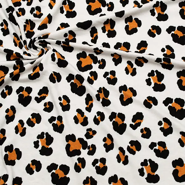 Viskose Stretch Jersey "Leopardenmuster" Farbe Creme-Weiss Bestseller