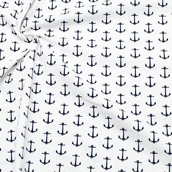 Sichere Zahlung Organic Baumwoll Stretch Jersey "Anker groß" Farbe Weiss