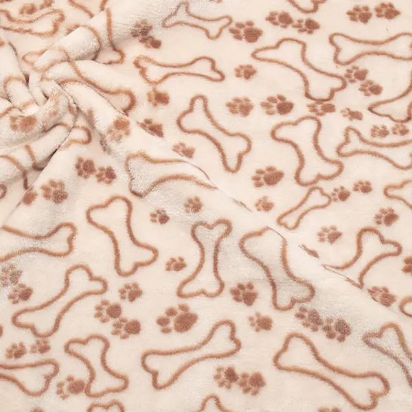 Wellness Fleece "Knochen & Pfoten" Farbe Creme-Weiss Günstig