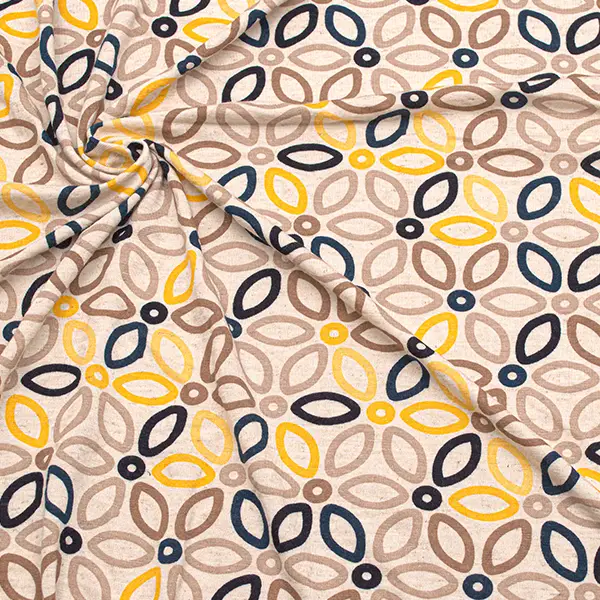Neuheit Viskose Leinen Stretch Jersey "Stempel Blüten" Farbe Gelb