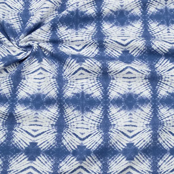 Sweatshirt Baumwollstoff French Terry "Batik Art" Farbe Blau Schnäppchen