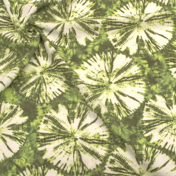100% Viskose Modestoff "Batik Kreise" Farbe Grün Bestseller
