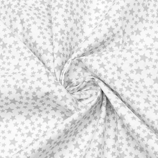 100% Baumwolle Popeline "Sterne Mix klein" Farbe Weiss-Grau Finale Aktion