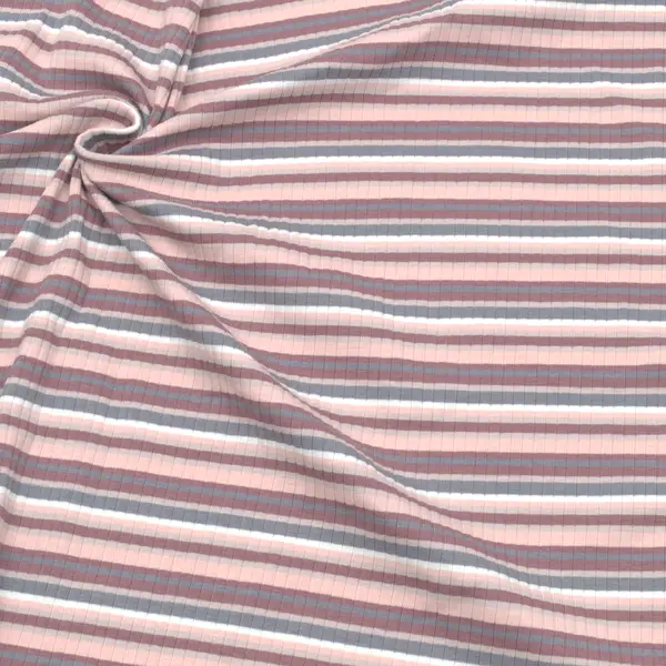 Top-Seller Ripp Baumwolljersey "Streifenvielfalt" Farbe Rosa