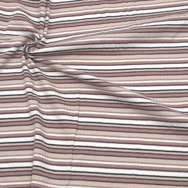Ripp Baumwolljersey "Streifenvielfalt" Farbe Braun Nur Für Kurze Zeit